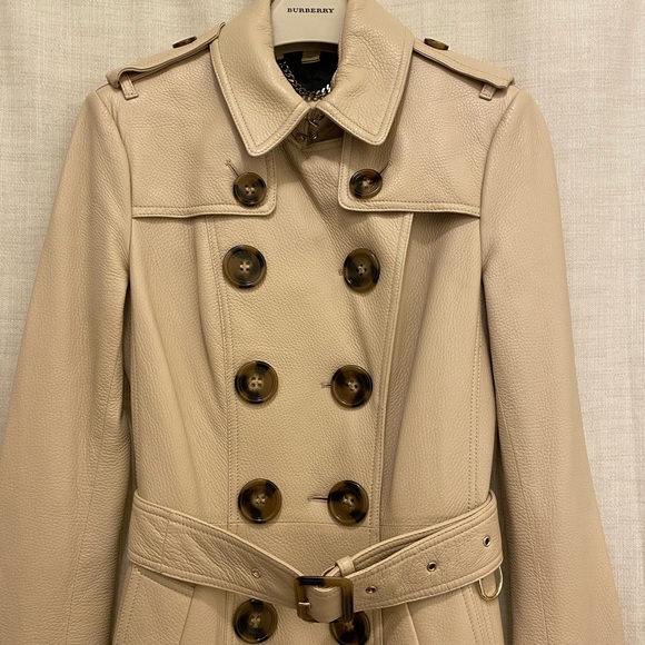 Burberry London beige cream leather trench coat - Picture 4 of 13
